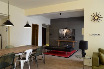 整洁舒适的现代简约复式loft 90平米客厅电视背景墙装修效果图
