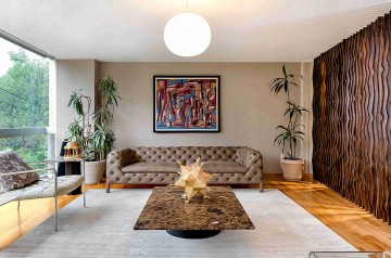 艺术潮流现代简约复式loft 90平米客厅背景墙装修效果图