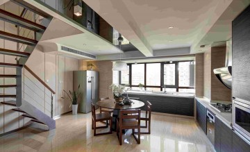 古典唯美的现代简约复式loft 100平米厨房装修效果图