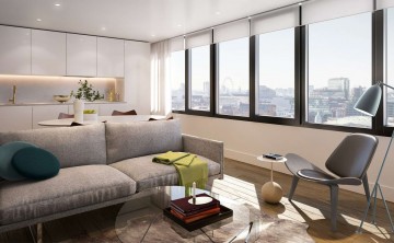 宽敞明亮的现代简约复式loft 80平米客厅窗户装修效果图