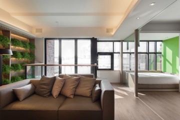 精致舒适的现代简约复式loft 50平米卧室窗户装修效果图